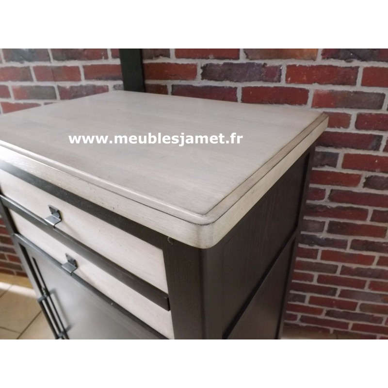 Petit meuble d'entrée chêne et métal style Industriel - MeublesJamet