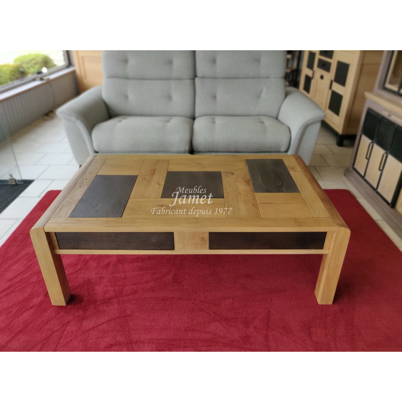 Table basse dessus PATCHWORK en chêne Réf. JMJ