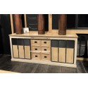 Buffet Enfilade Style Industriel Bois et Métal 3 portes coulissantes Réf.AEU33 LIN