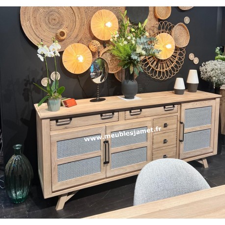 Buffet bas Style contemporain portes avec cannage Réf. Cannage