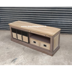 Meuble TV Style Industriel Bois et métal