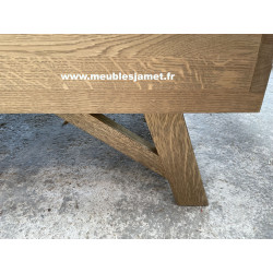 Table basse deux plateaux relevables chêne et métal MESNIL EN OUCHE