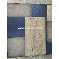 Table basse deux plateaux relevables chêne et métal MESNIL EN OUCHE