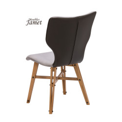 Chaise NEO Coque piètement Eiffel en chêne massif