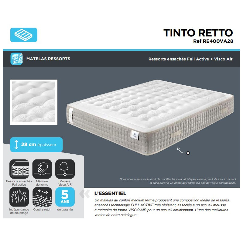 Matelas TINTO RETTO Ressorts - SOMOUEST