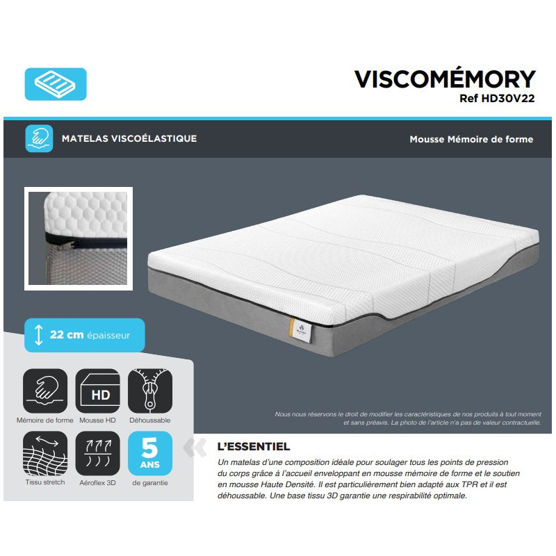 Matelas VISCOMEMORY Mémoire de forme - SOMOUEST