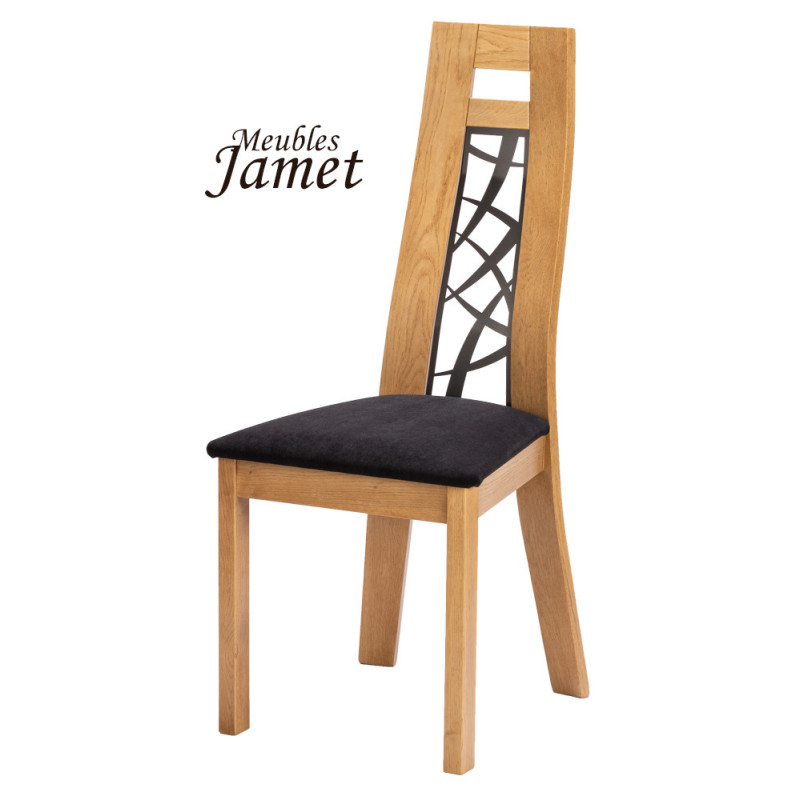 Chaise - TERA -  Style Contemporain en Chêne massif et métal assise tissu