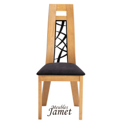 Chaise - TERA -  Style Contemporain en Chêne massif et métal assise tissu