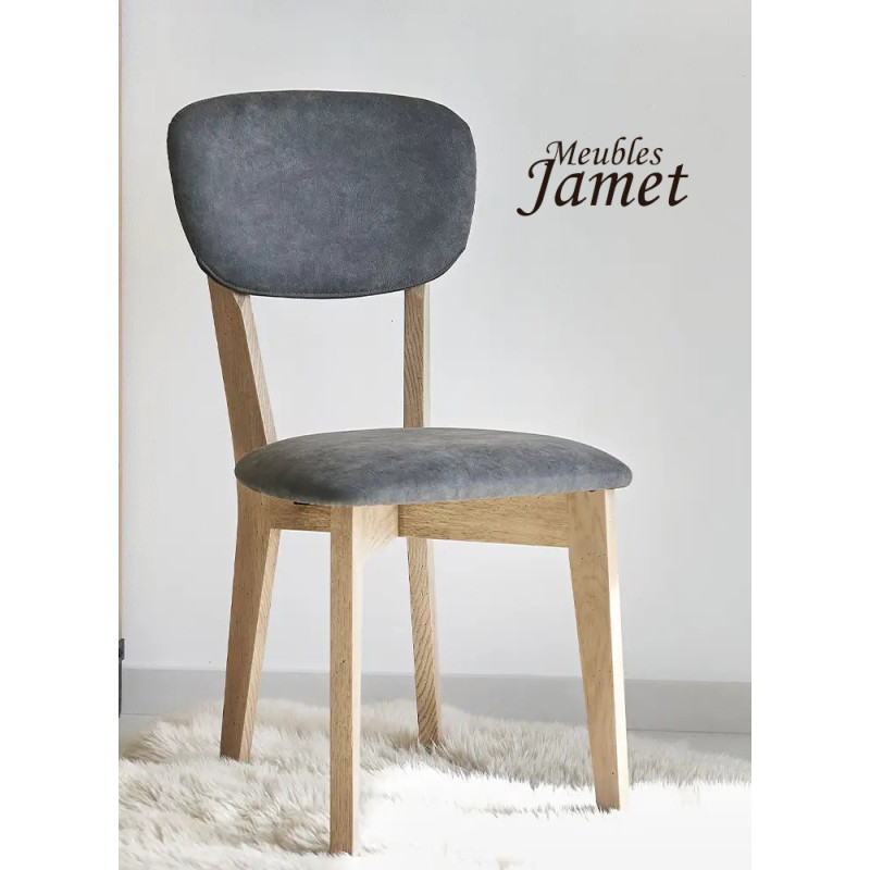 Chaise - INDUS -  Style Contemporain en chêne massif et tissu