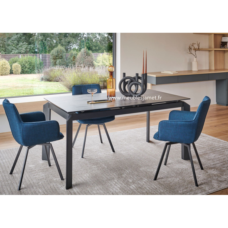 Table LIMA dessus céramique Piétement métal mobile