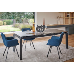 Table LIMA dessus céramique Piétement métal mobile