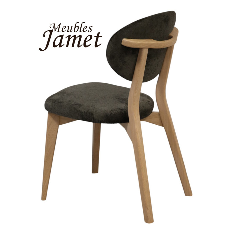 Chaise -THALES THCPO - chêne assise tissu poignée au dos