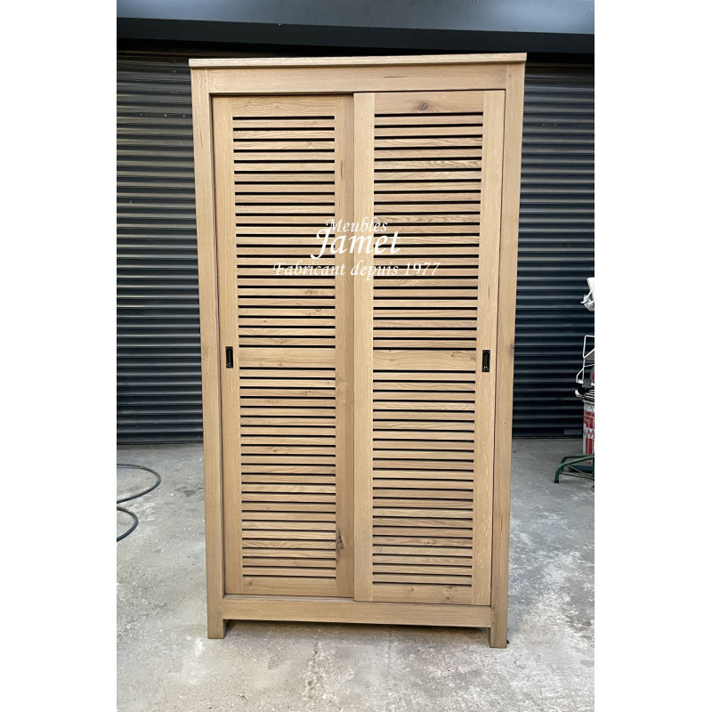 Armoire contemporaine deux portes coulissantes en chêne massif