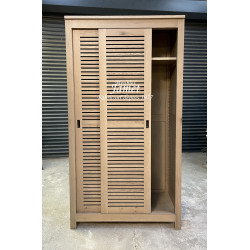 Armoire contemporaine deux portes coulissantes en chêne massif