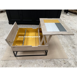Table basse plateau relevable chêne et métal