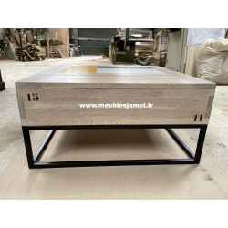 Table basse plateau relevable chêne et métal