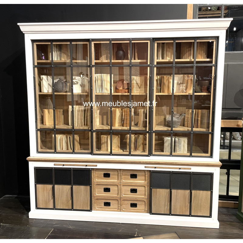 Meuble vaisselier style Industriel portes coulissantes