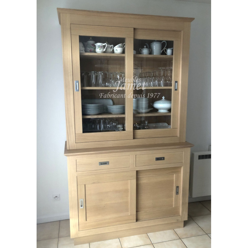 Meuble Deux Corps Vaisselier Style Contemporain 100% Chêne Massif