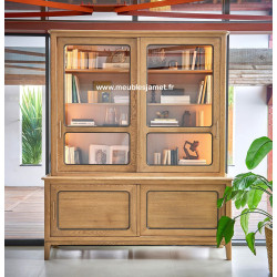 Meuble vaisselier 2 portes coulissantes vitrées