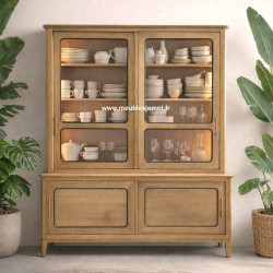 Meuble vaisselier 2 portes coulissantes vitrées