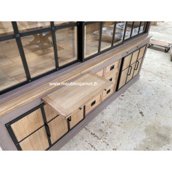 Meuble Vaisselier Style Industriel 6 portes coulissantes