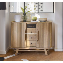 Meuble d'entrée contemporain portes coulissantes rideaux A5810