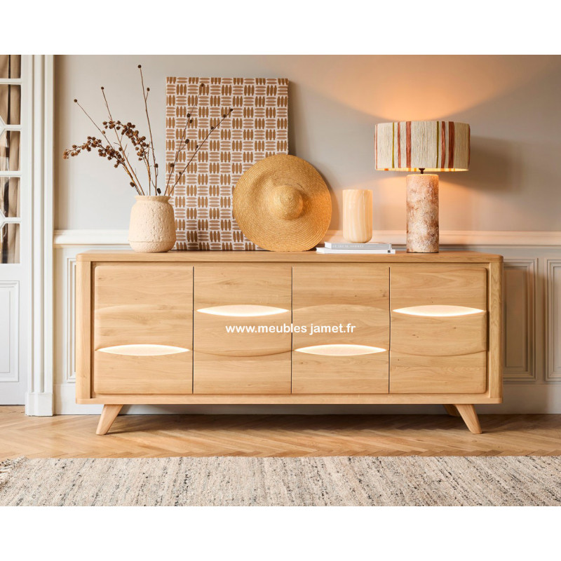 Meuble bas 4 portes Style Contemporain en chêne