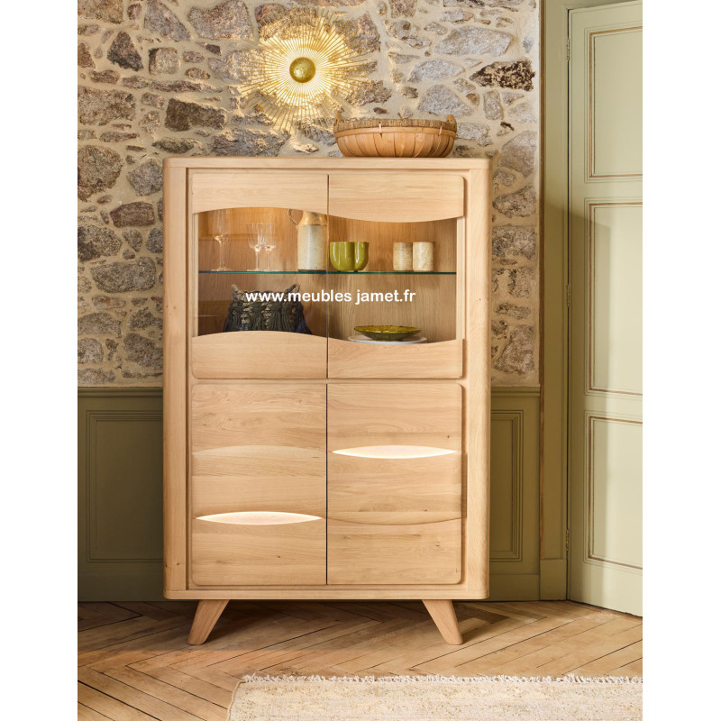 Meuble Vitrine Style Contemporain Chêne 4 portes