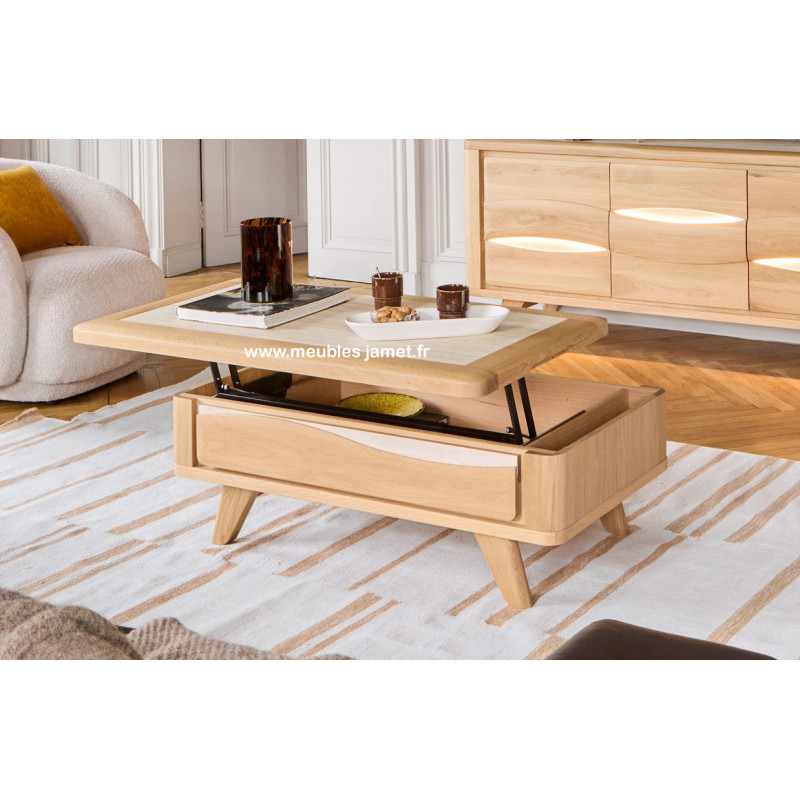 Table basse relevable Style Contemporain Chêne