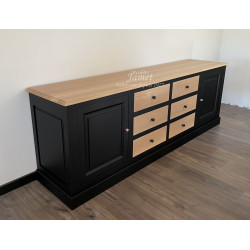 Meuble bas 4 portes style contemporain en chêne