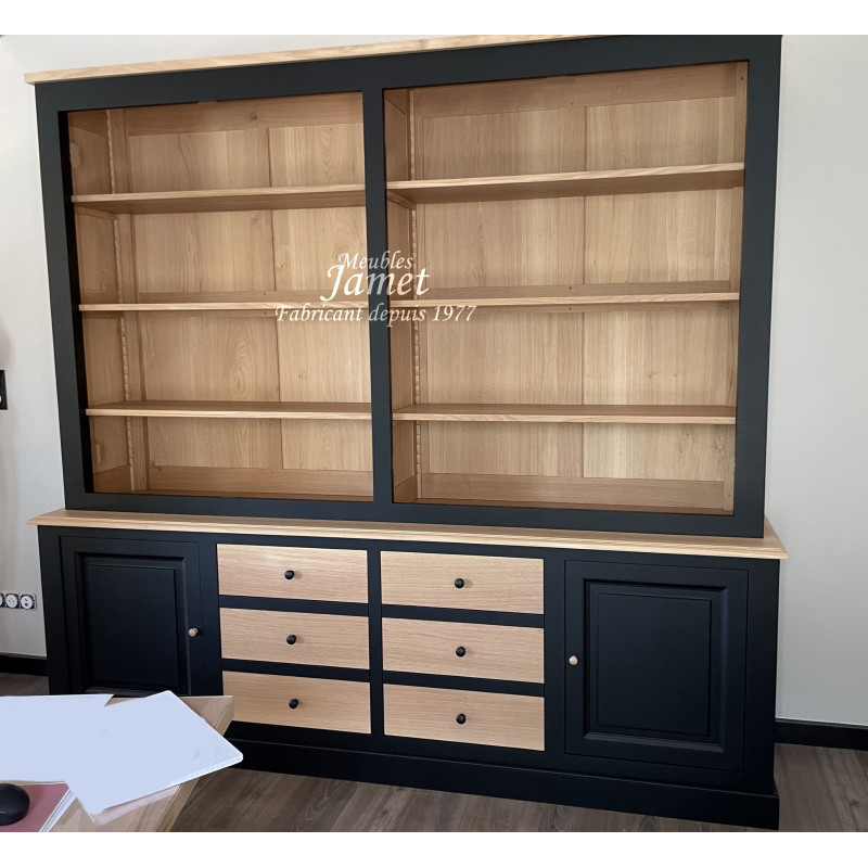 Bibliothèque ouverte style contemporain en chêne