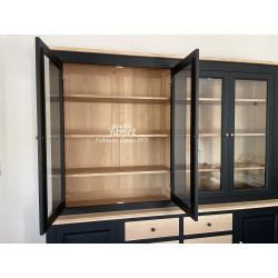 Meuble vaisselier deux corps style contemporain en chêne