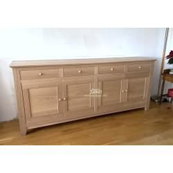 Meuble bas 4 portes 4 tiroirs style contemporain en chêne