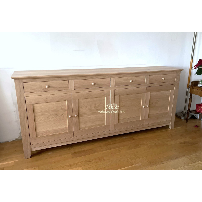 Meuble bas 4 portes 4 tiroirs style contemporain en chêne