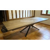 Table de repas en chêne et métal avec une allonge