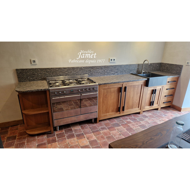 Cuisine Réf. FALAISE fabrication sur mesure chêne et granit