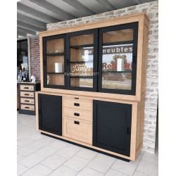 Réf. CAEN Fabrication sur mesure deux corps vaisselier 100 % chêne Massif