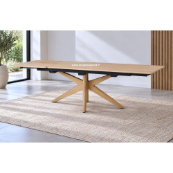 Réf.CBFL PA Table de repas style contemporain en chêne massif avec une allonge