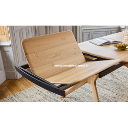 Réf.CBFL PA Table de repas style contemporain en chêne massif avec une allonge