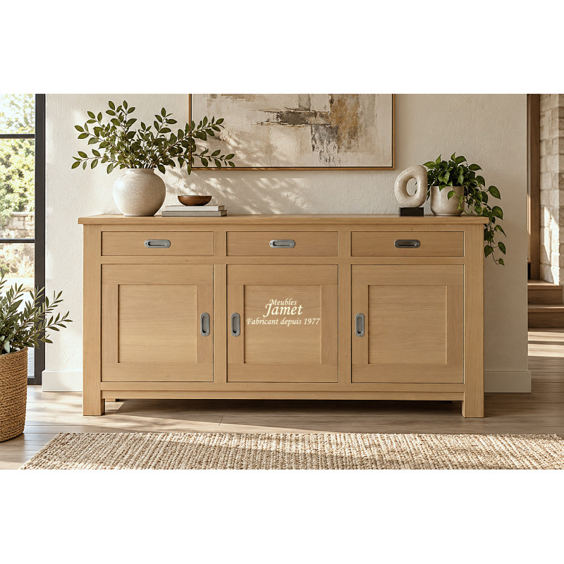Buffet Enfilade en bois Naturel 3 portes et 3 tiroirs