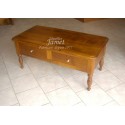 Table de salon en bois lisse double tiroir